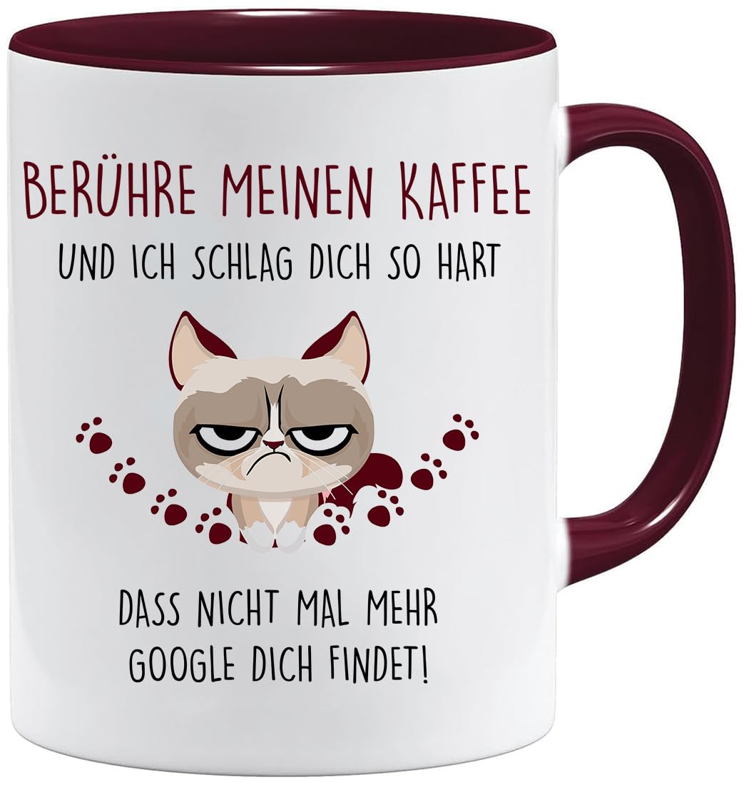 Jungle Mug Caneca com texto | Toque no meu café e eu te bata tão duro | caneca para o trabalho | caneca de trabalho | caneca de trabalho | caneca de trabalho divertida (rosa)