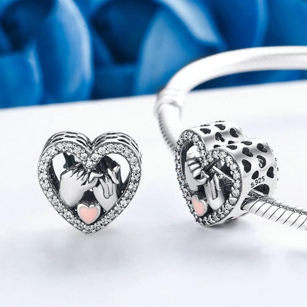 NINGAN Colgante Charms de plata esterlina 925 "I Love You colgante en forma de corazón de zircon brillante adecuado para pulseras de mujer collar regalo de San Valentín