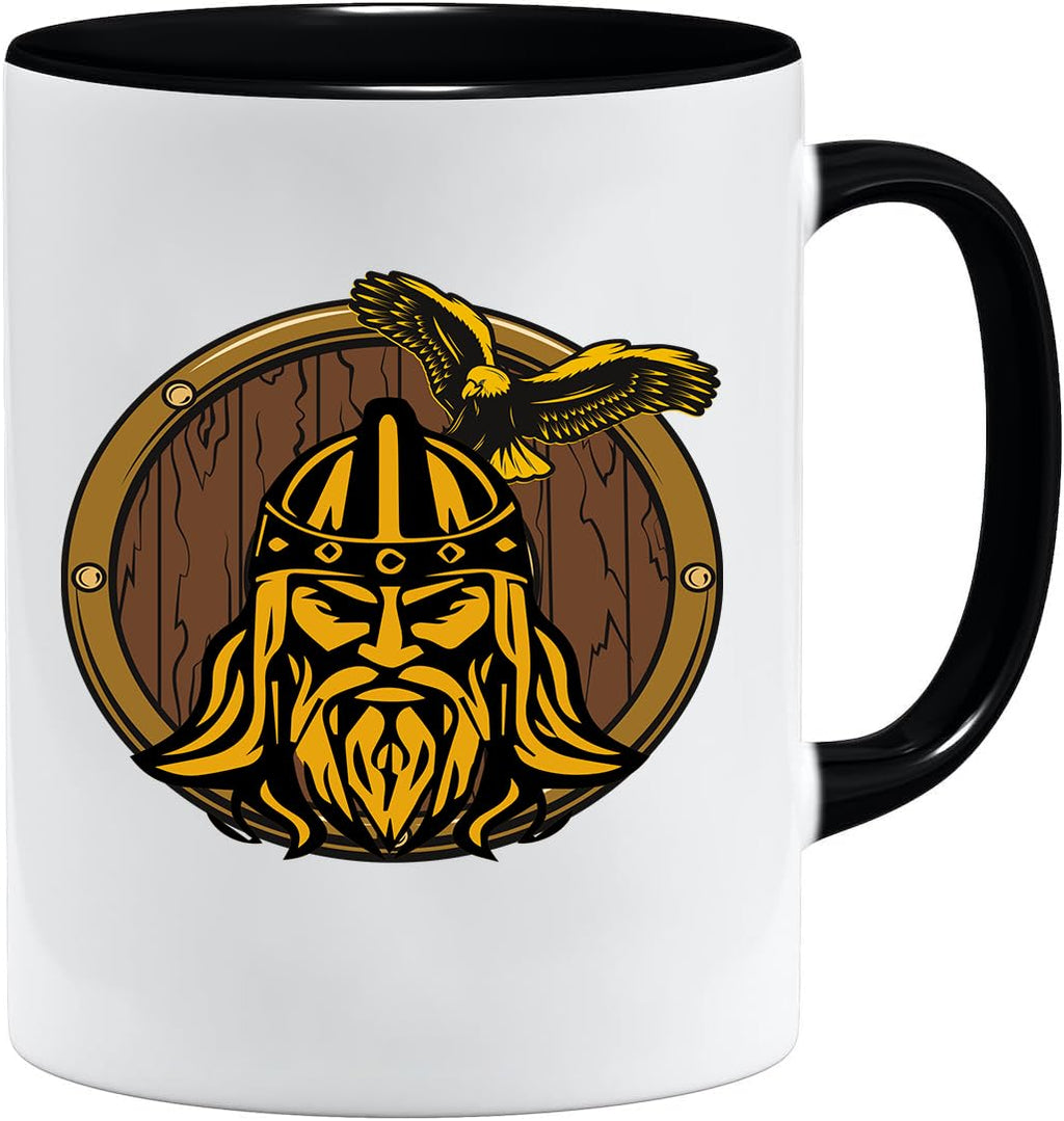 Jungle Mug Caneca Viking nórdica | Caneca de presente para homens idosos, pai, avô, caneca de café, design viking, design de caveira e martelo de Thors (VIKING022)