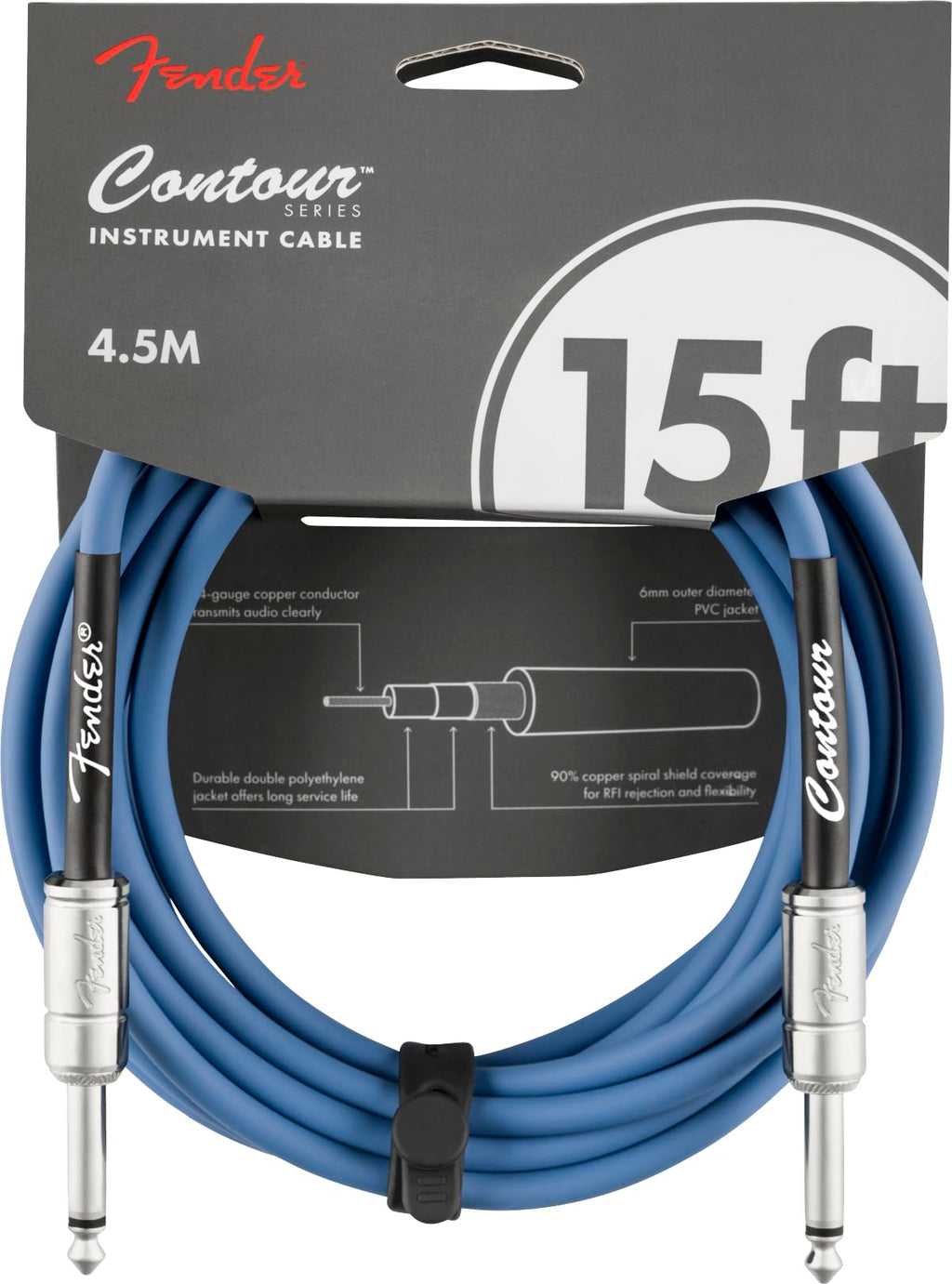 Fender Cables para instrumento serie Contour™(10FT STR/STR) Lake Placid Blue