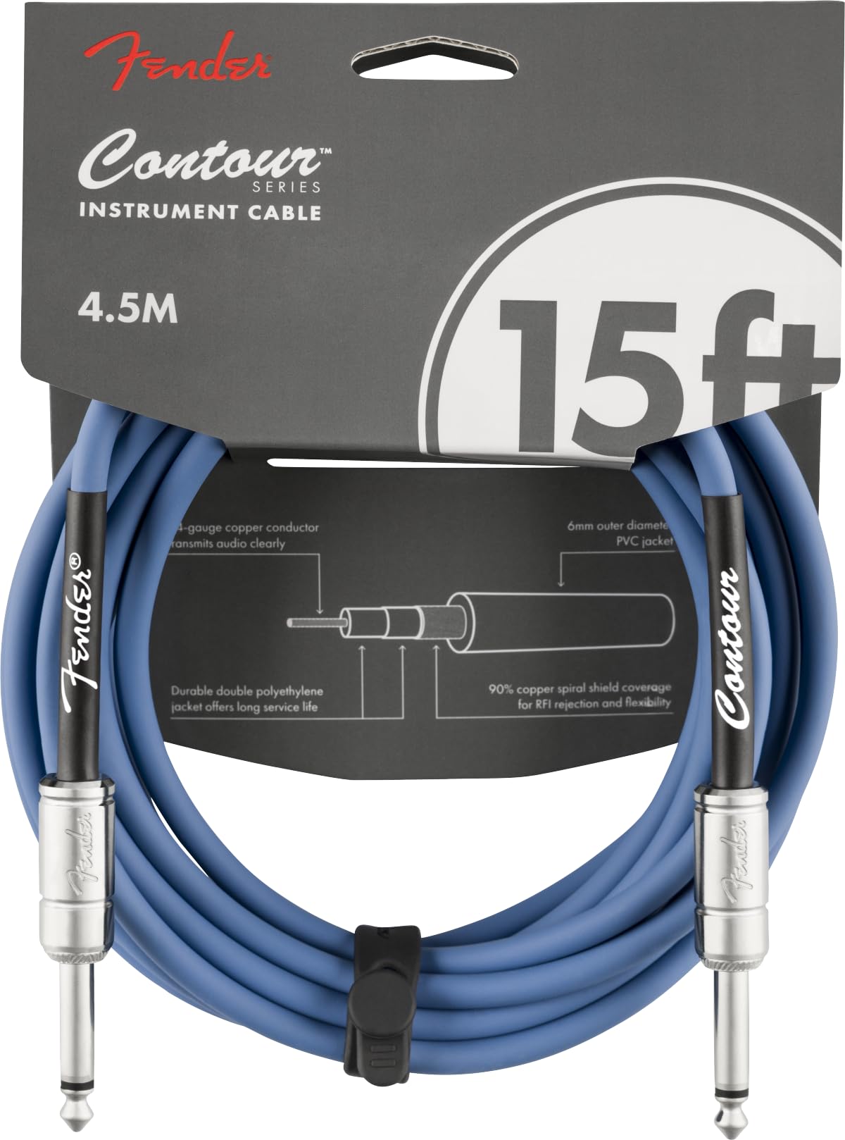 Fender Cables para instrumento serie Contour™(10FT STR/STR) Lake Placid Blue
