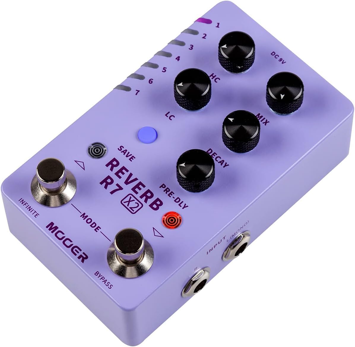 MOOER R7 X2 Stereo Multi Reverb Pedal from Classic Reverb to Modern Ambient, 14 different Reverb types with High Cut, Low Cut, Mix Parameter Knobs and Infinite and Trail-on functions