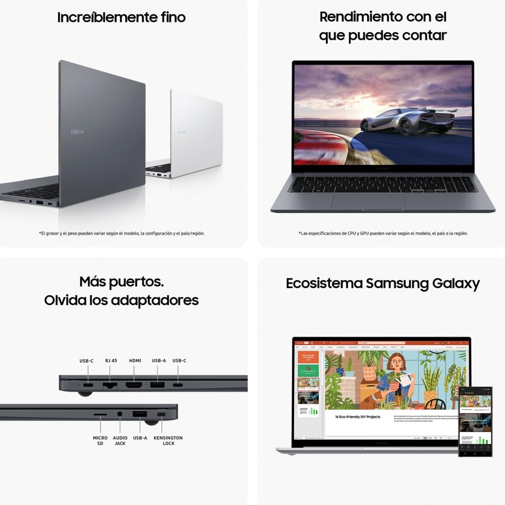 Samsung Galaxy Book4 Edge, computador portátil IA Copilot+, PC HDR de 16", Snapdragon X Elite X1E-84-100, 16GM RAM, 1TB SSD, Qualcomm Adreno GPU, Windows 11 Home, azul, teclado QWERTY espanhol