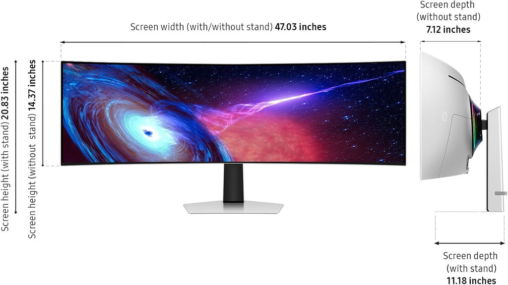 Samsung 49" Odyssey OLED (G93SC) Series Curved Gaming Monitor w QD-OLED, 240Hz, 0.03ms, DQHD, G-Sync Compatible, AMD FreeSync Premium Pro,Height Adjustable Stand,3 Yr Warranty,LS49CG932SNXZA