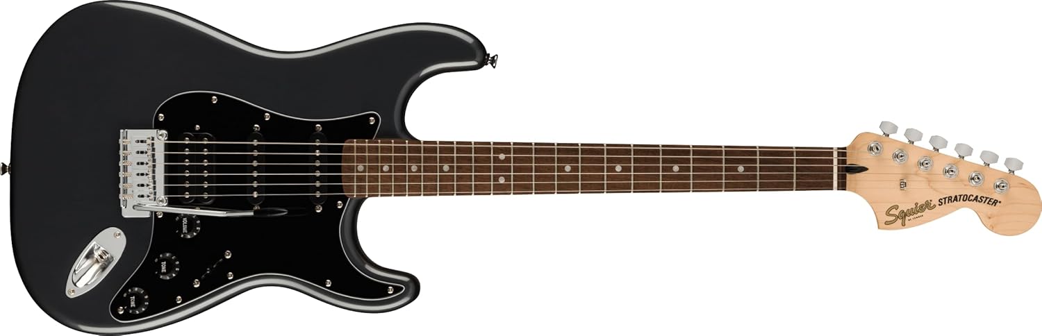 Squier by Fender Pack Affinity HSS, Charcoal Frost Metallic, con amplificador, pack de guitarra eléctrica, Incluye cursos virtuales gratuitos en Fender Play