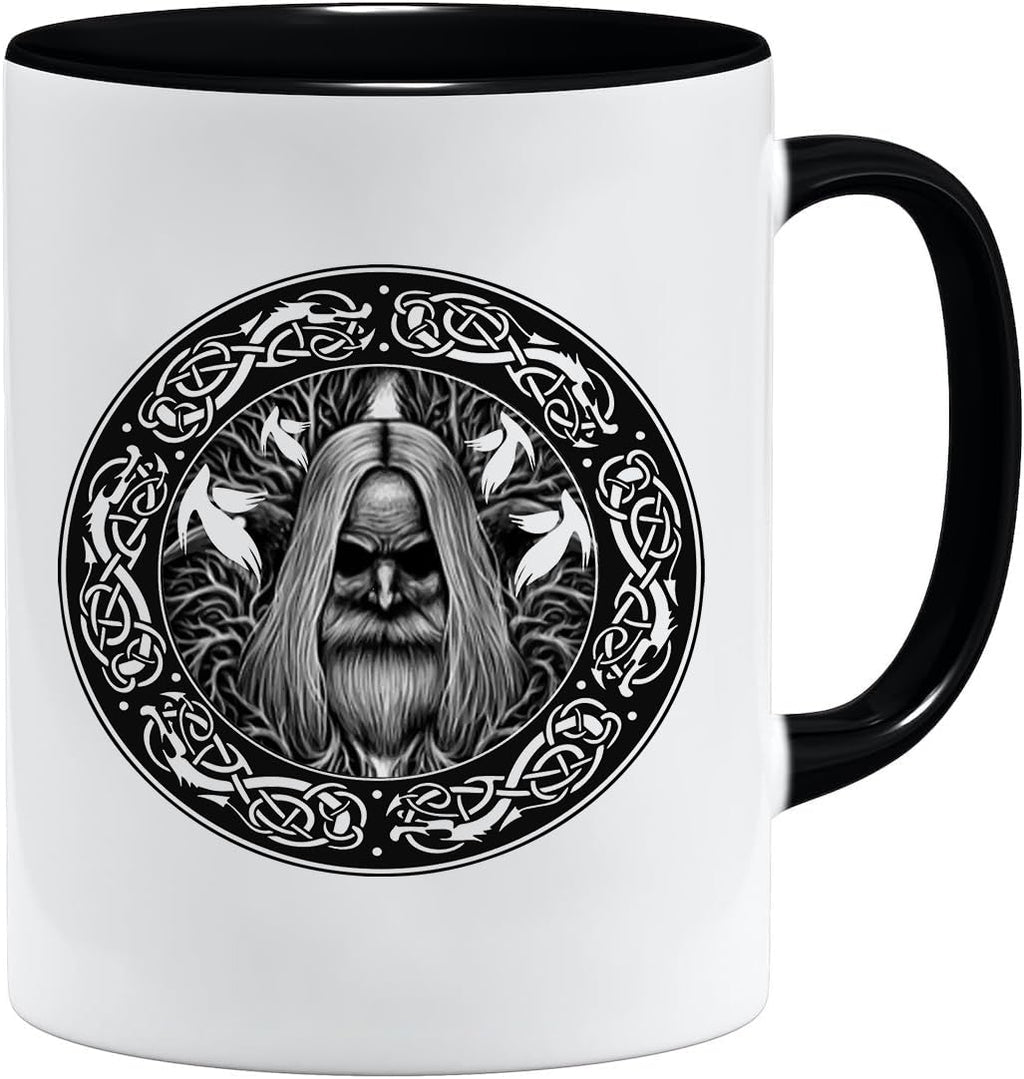 Jungle Mug Caneca Viking nórdica | Caneca de presente para homens idosos, pai, avô, caneca de café, design viking, design de caveira e martelo de Thors (VIKING022)