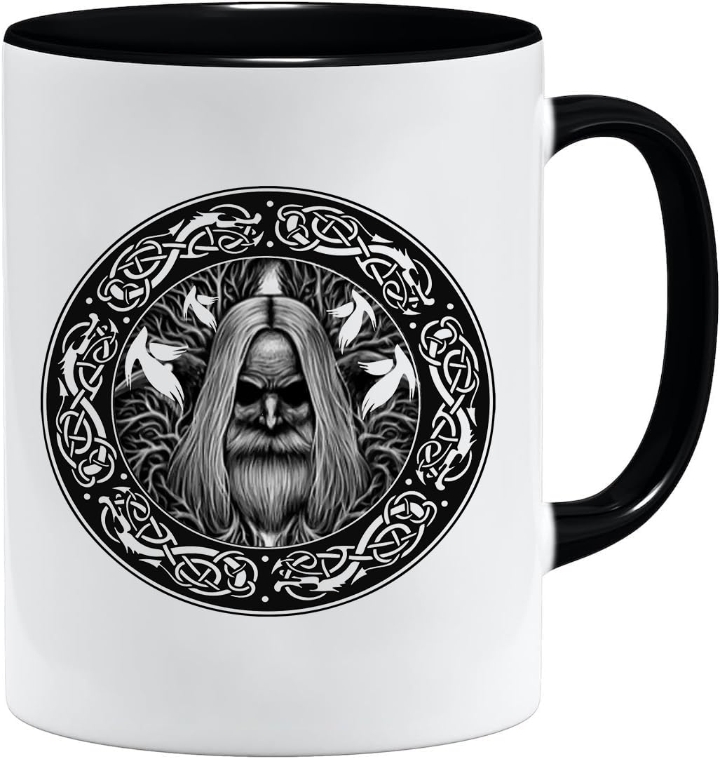 Jungle Mug Caneca Viking nórdica | Caneca de presente para homens idosos, pai, avô, caneca de café, design viking, design de caveira e martelo de Thors (VIKING022)