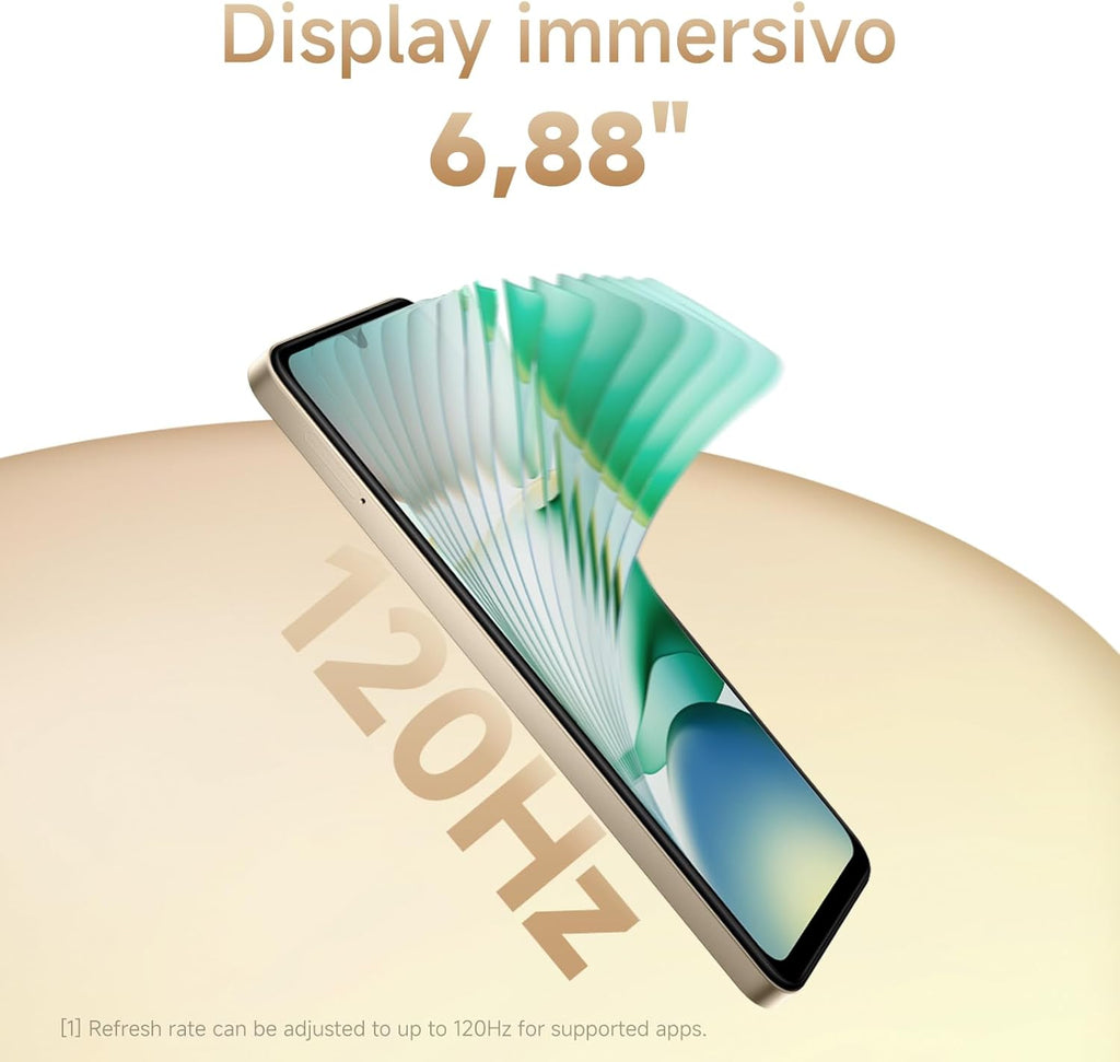 XIAOMI Redmi A5 Móvil 6.88" 120Hz, 64GB+3GB RAM - Cámara AI 32MP, Batería 5200mAh, Lector Huella, Procesador Octa-Core - Oro