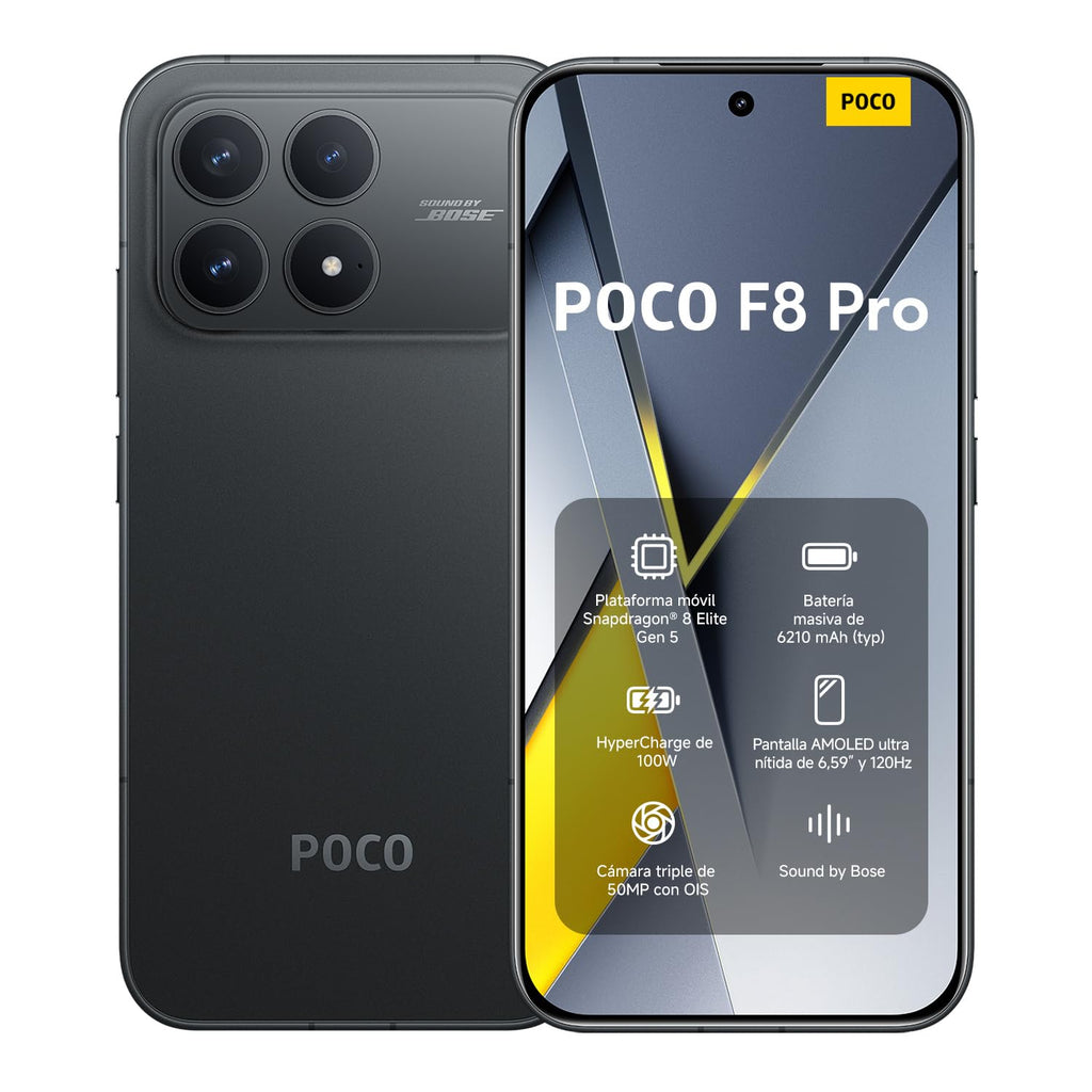 XIAOMI POCO F8 Pro - Smartphone de 12+256GB, Triple cámara de 50MP con OIS, Pantalla AMOLED de 6,59” 120Hz, Snapdragon 8 Elite, Hypercharge 100W, Cargador no Incluido, Azul (Versión ES)
