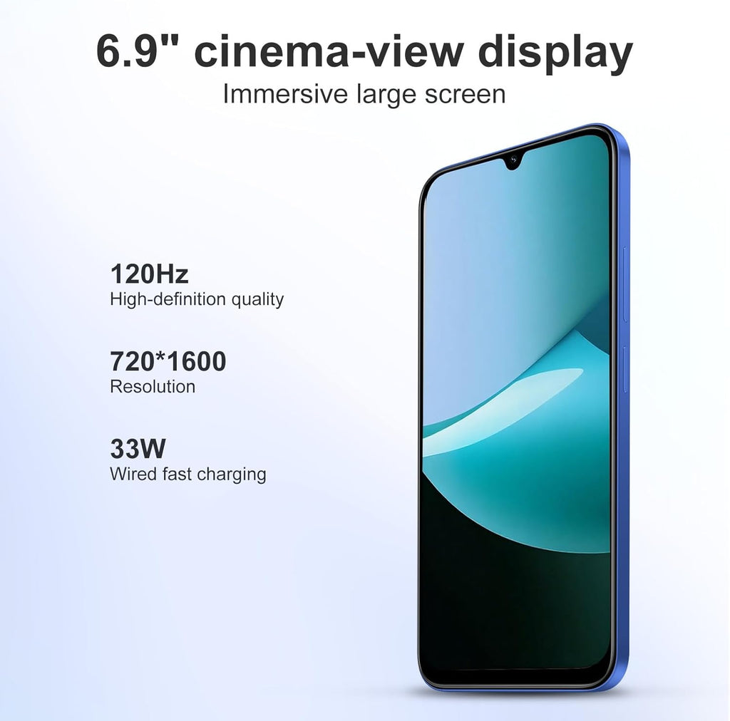 XIAOMI Redmi 15C Smartphone 4+128GB Pantalla de 6.9" 120Hz cámara IA de 50MP batería de 6000mAh Carga rápida de 33W procesador Octa-Core Azul(con Funda)