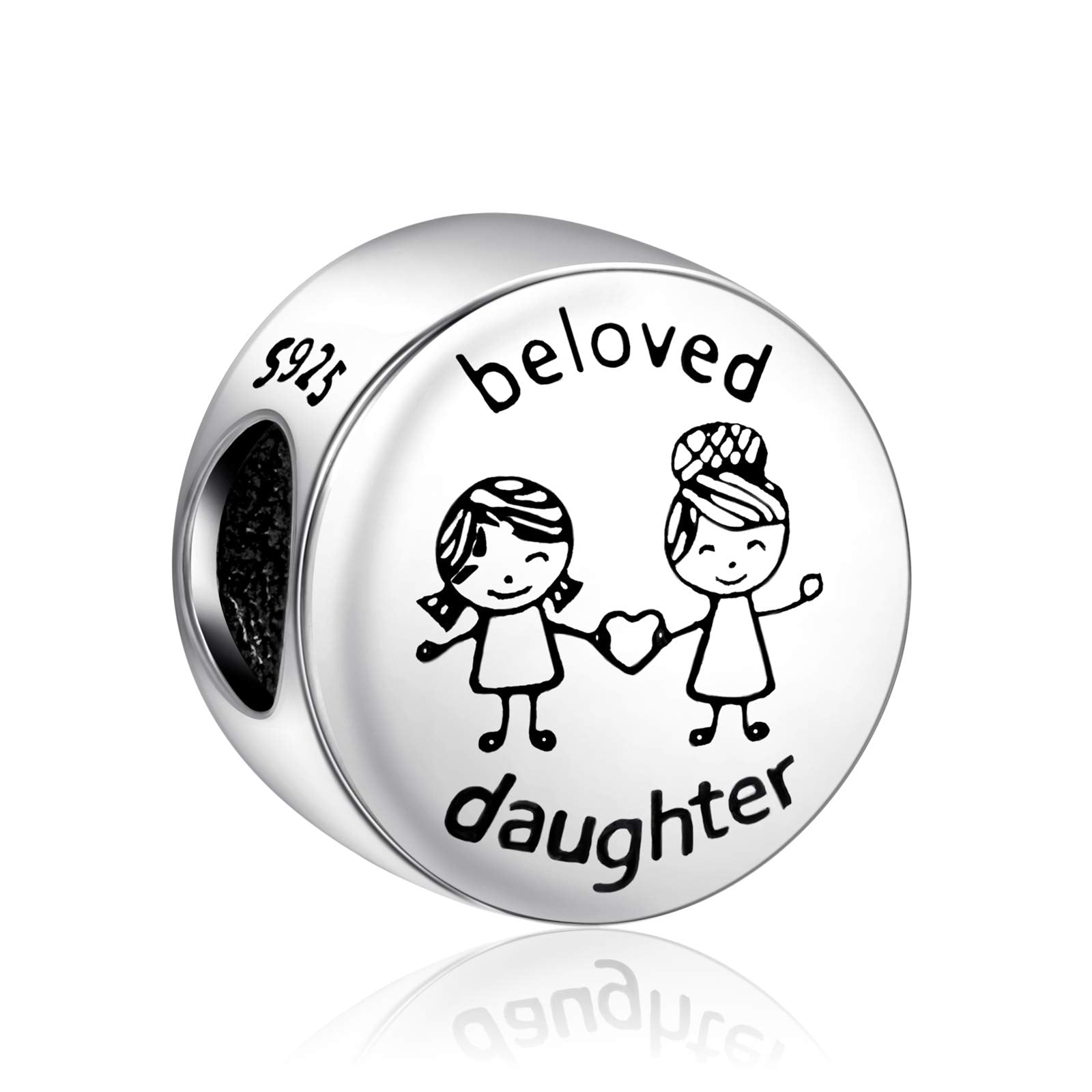 NINGAN 925 Pingente de charme de prata esterlina eu amo a minha família, pulseira colar e pérolas para presentes de aniversário familiares femininos