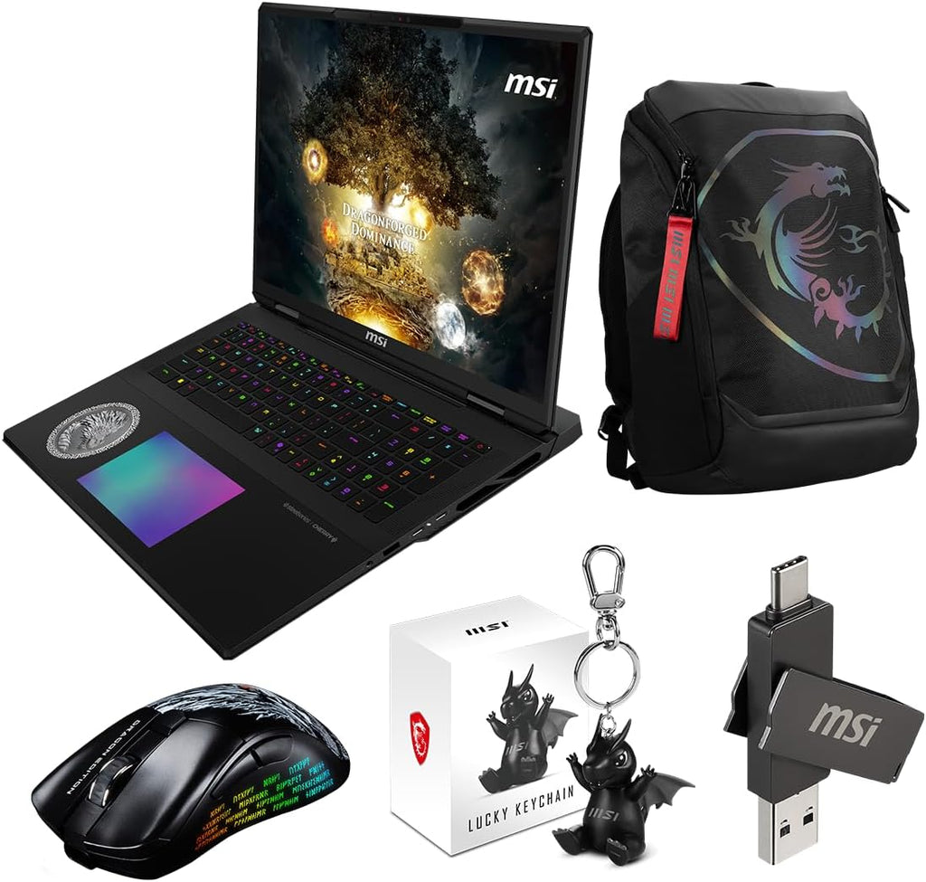 MSI Titan 18 HX Dragon Edition Norse Myth A2XWIG-227ES, 18" UHD+ 120Hz Gaming Laptop (Intel Core Ultra 9 285HX, 64Gb RAM, 2TB SSD, RTX 5080-16GB, Windows 11 Home Advanced) Spanish QWERTY Keyboard