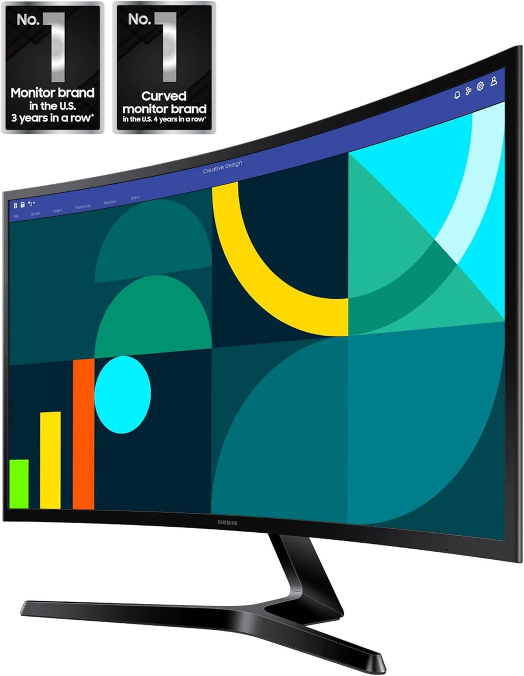 Samsung 27" Essential S3 (S36GD) Series FHD 1800R Curved Computer Monitor, 100Hz, Game Mode, Advanced Eye Comfort, HDMI and D-sub Ports, LS27D366GANXZA, 2024