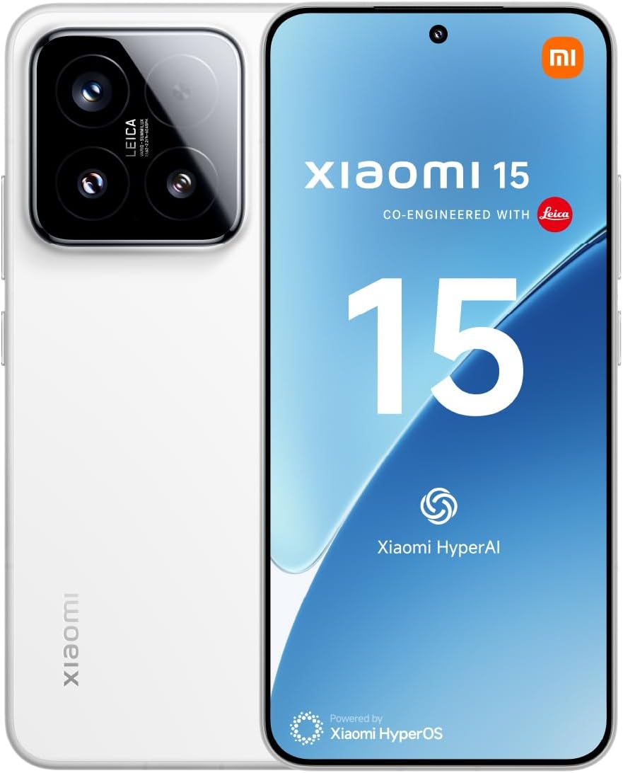 XIAOMI 15 - Smartphone de 12+512GB, Lente óptica Leica Summilux, Snapdragon 8 Elite, Pantalla AMOLED CrystalRes de 6,36" de 120 Hz, HyperCharge de 90W, Cargador no Incluido, Blanco (Versión ES)