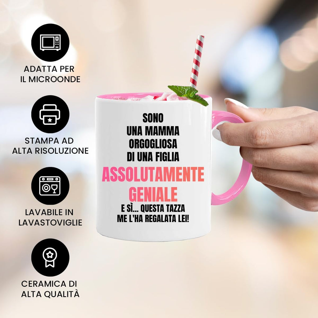 Jungle Mug Caneca com texto em alemão Stolze Mama von genialer Tochter für Mutter