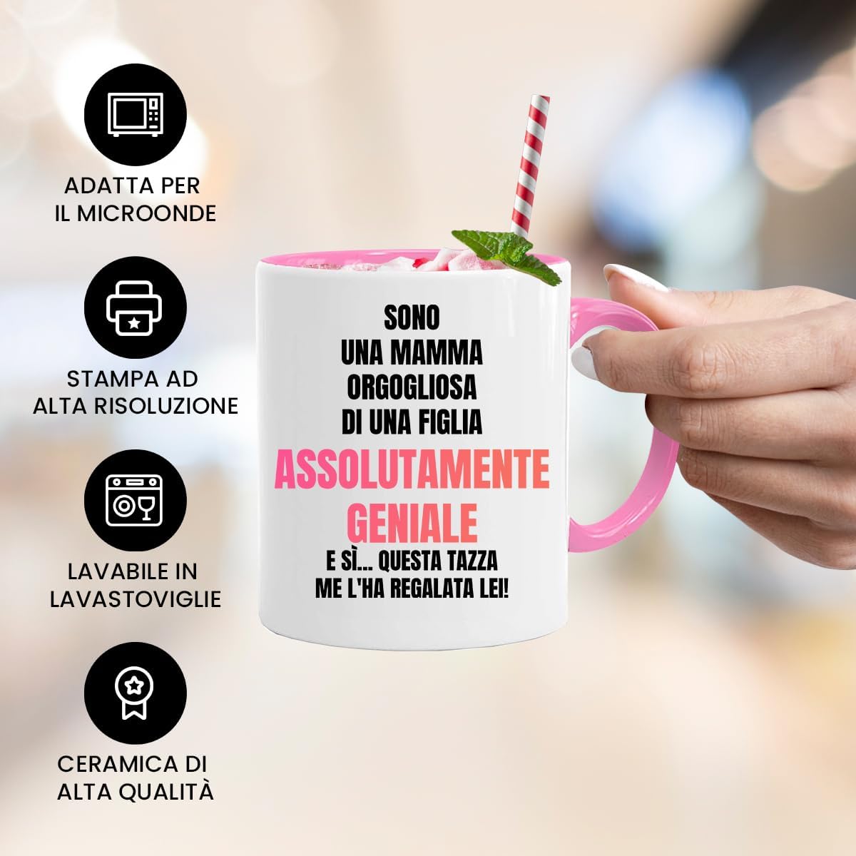 Jungle Mug Caneca com texto em alemão Stolze Mama von genialer Tochter für Mutter