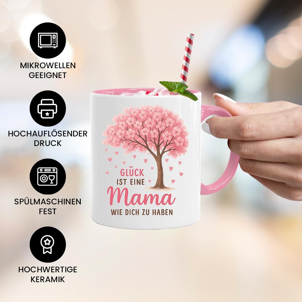 Jungle Mug Caneca com texto em alemão Glück ist eine Mama Wie Dich zu haben | Liebe Spruchtasse für Mutter | Mutter geschenk | Geschenke für Mama | Muttertagsgeschenke