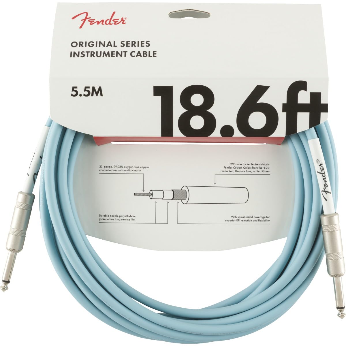 Fender Cables para instrumento serie Contour™(10FT STR/STR) Lake Placid Blue