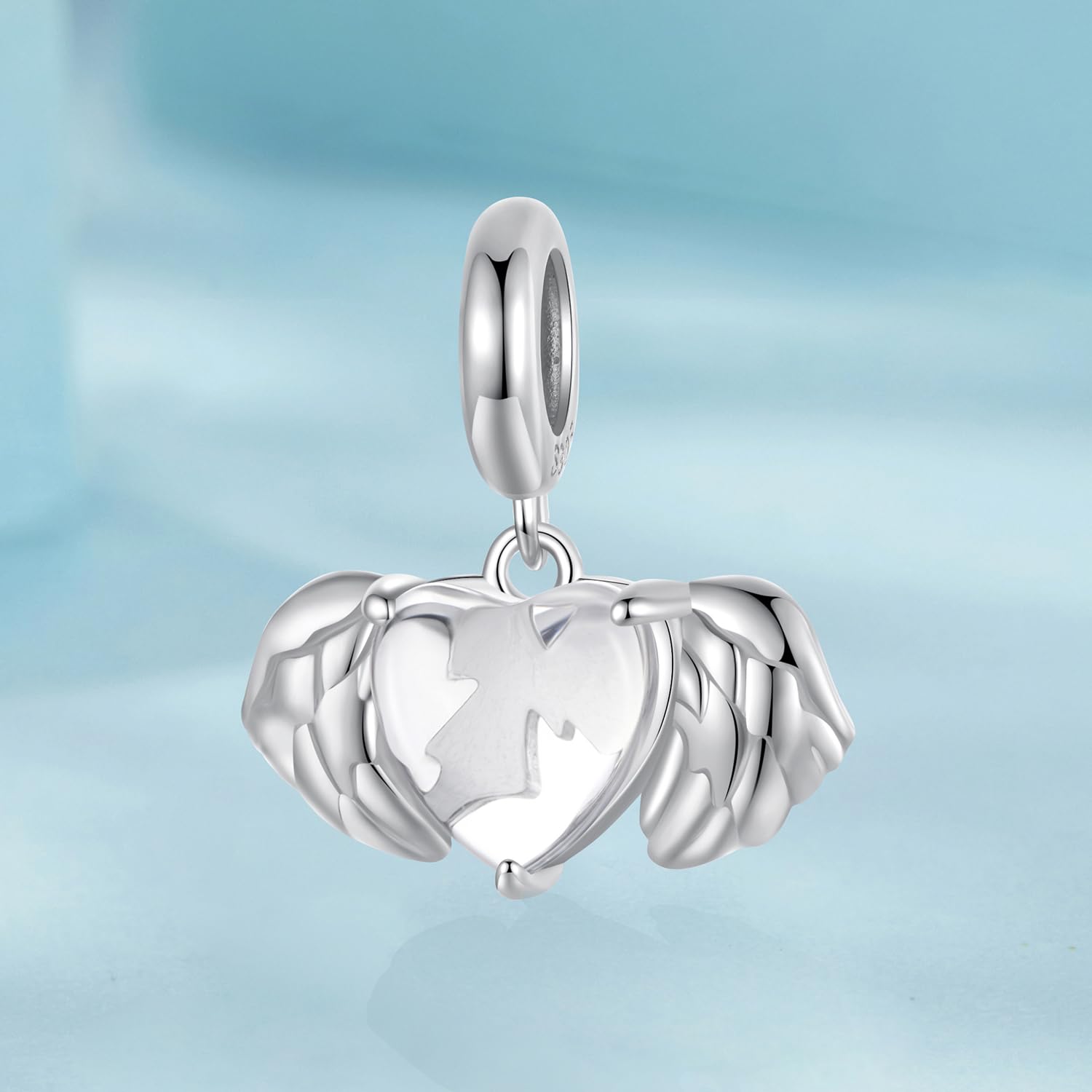 NINGAN Colgante Charms de plata esterlina 925 "I Love You colgante en forma de corazón de zircon brillante adecuado para pulseras de mujer collar regalo de San Valentín
