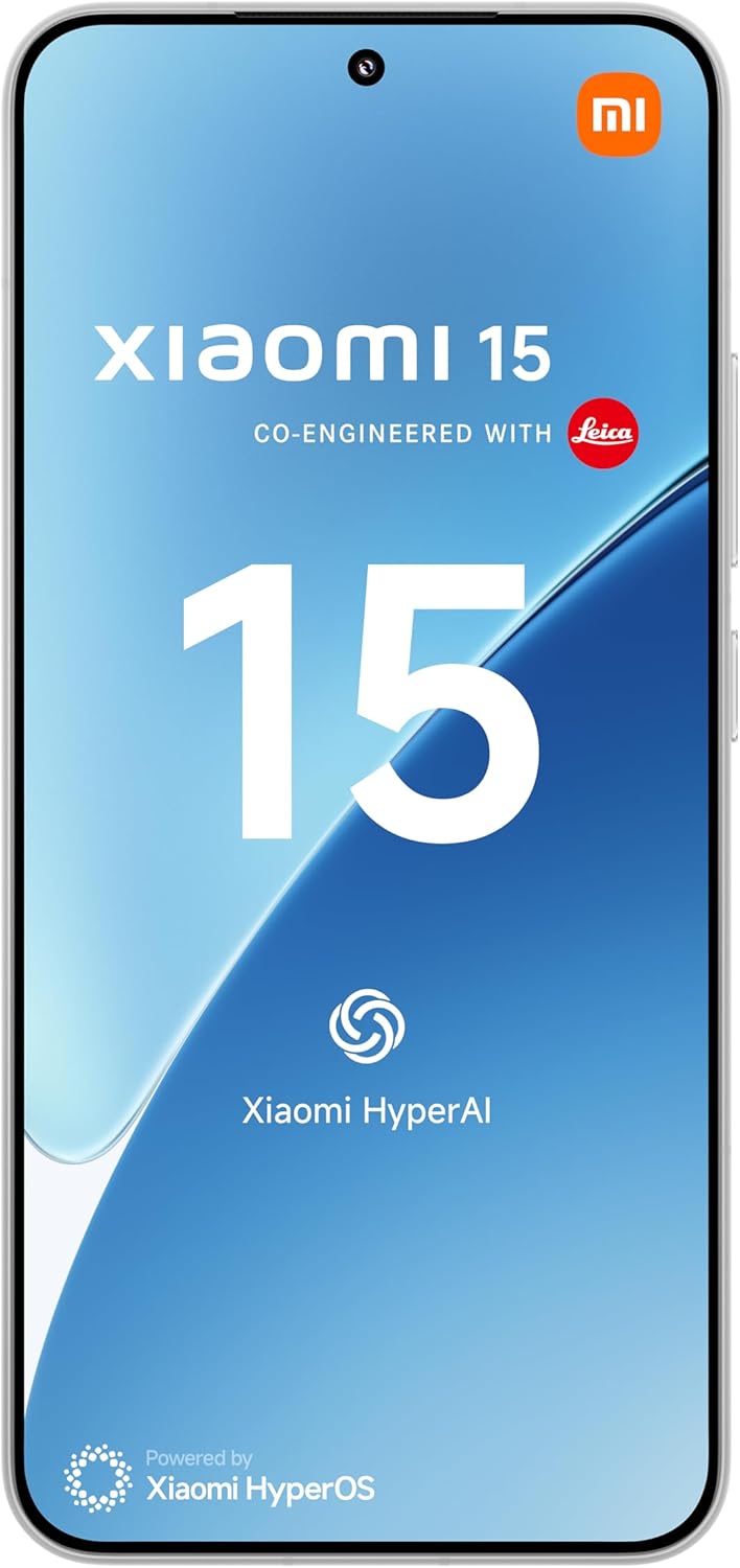 XIAOMI 15 - Smartphone de 12+512GB, Lente óptica Leica Summilux, Snapdragon 8 Elite, Pantalla AMOLED CrystalRes de 6,36" de 120 Hz, HyperCharge de 90W, Cargador no Incluido, Blanco (Versión ES)