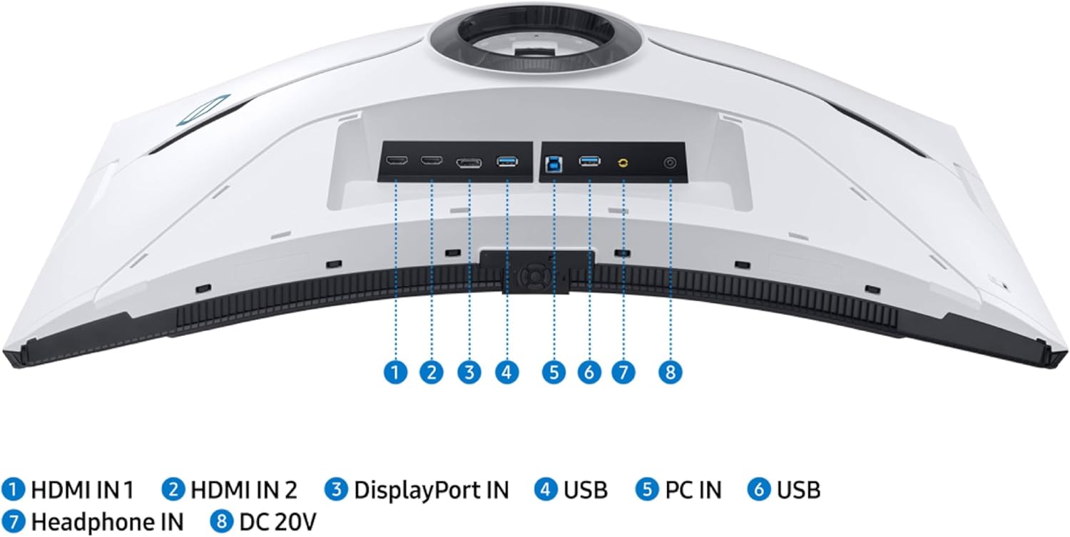 Samsung 32" Odyssey Neo G8 (G85NB) 4K UHD 240Hz 1ms G-Sync 1000R Curved Gaming Monitor, Quantum HDR2000, AMD FreeSync Premium Pro, Matte Display, DisplayPort, Black & White, LS32BG852NNXGO
