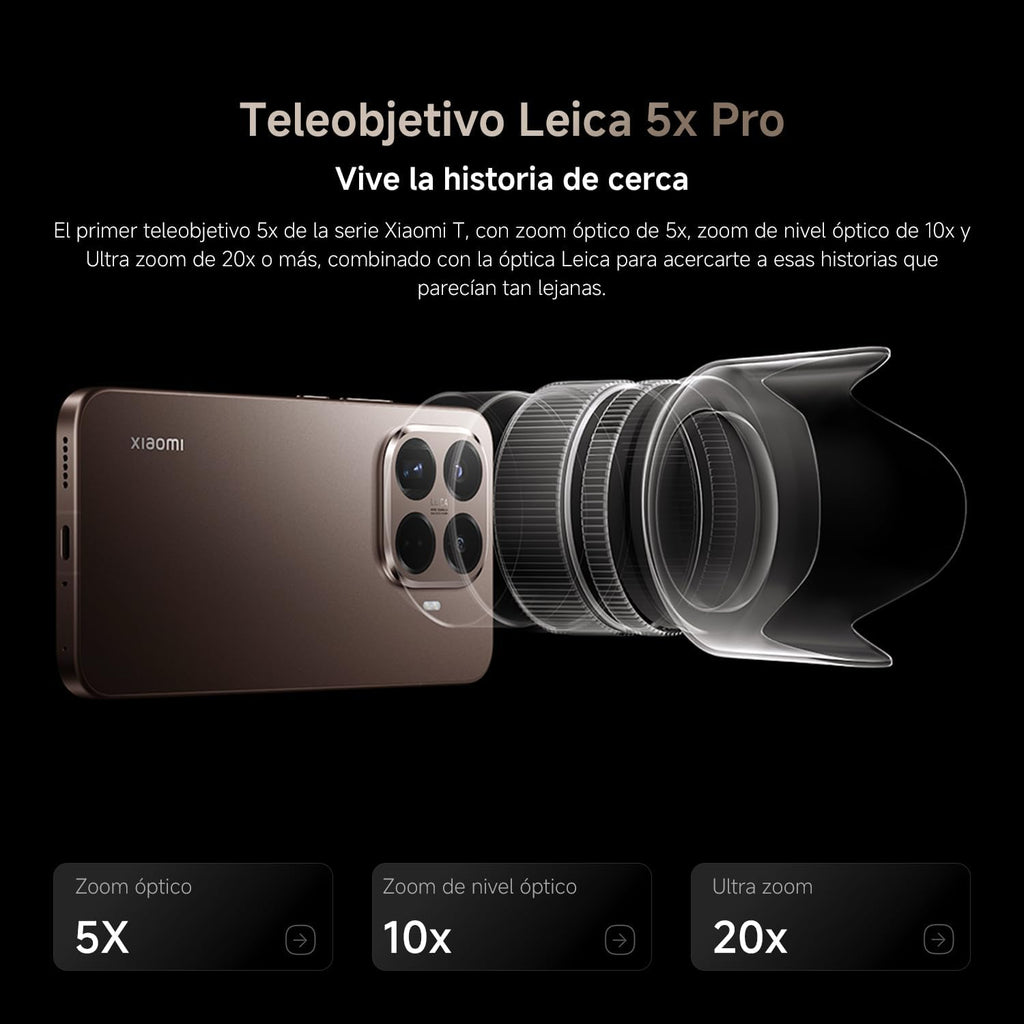 XIAOMI 15T Pro - Smartphone de 12+1024GB, Lente óptica Leica Summilux, MediaTek Dimensity 9400+, Pantalla Eye Care de 6,83" 144 Hz, HyperCharge de 90W, Cargador no Incluido, Mocha Gold (Versión ES)