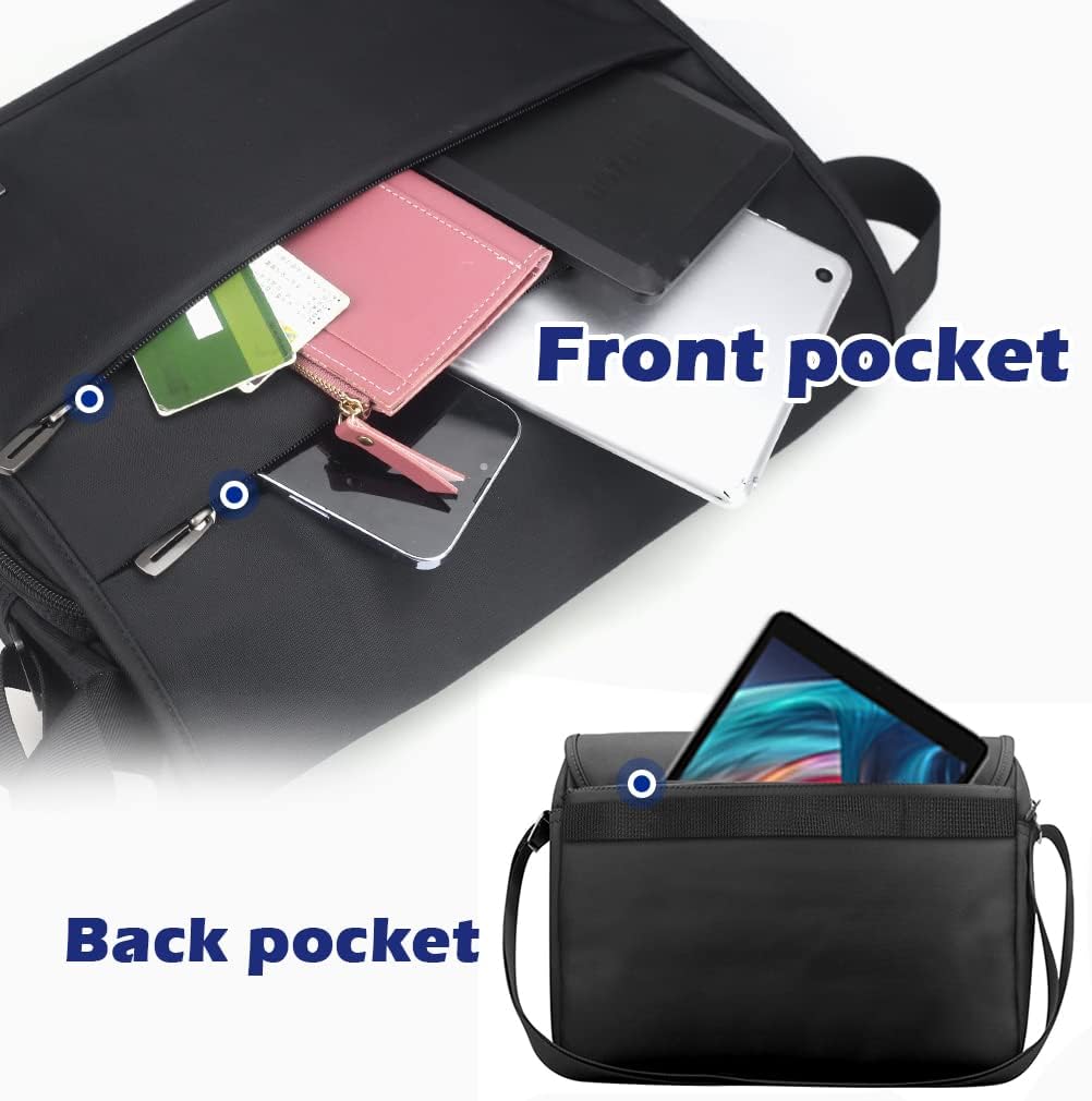 SPAHER Bolsa mensageiro homem mala de ombro homem mala tiracolo maletin homem 14 polegadas porta portátil homem mala de ombro de trabalho escritório de negócios impermeável presente para homem preto