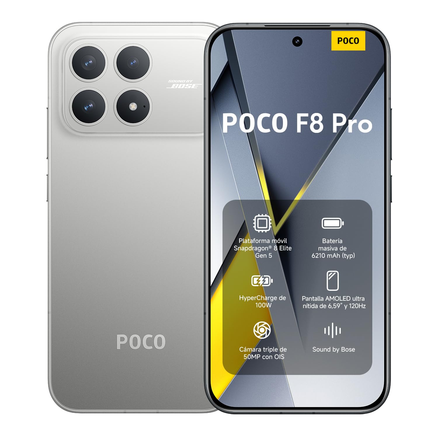 XIAOMI POCO F8 Pro - Smartphone de 12+256GB, Triple cámara de 50MP con OIS, Pantalla AMOLED de 6,59” 120Hz, Snapdragon 8 Elite, Hypercharge 100W, Cargador no Incluido, Azul (Versión ES)
