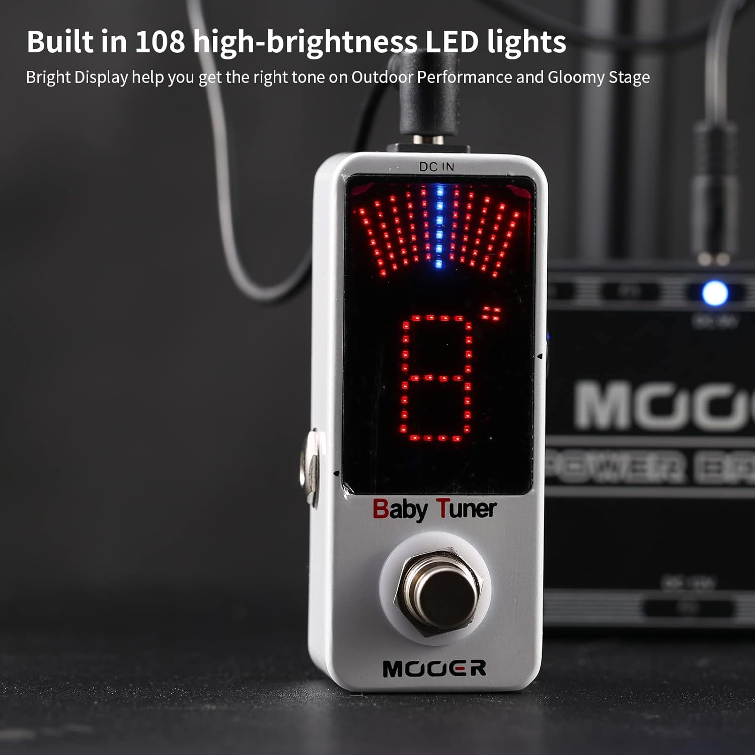 MOOER Tuner Pedal, Baby Tuner Guitar Pedal Mute Function Micro Tuner Tuning Pedal for Electric Instruments Electro-Acoustic Instruments