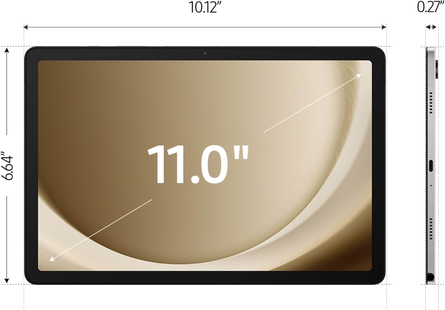 Samsung Galaxy Tab A9+ Plus 11” 64GB Android Tablet, Big Screen, Quad Speakers, Upgraded Chipset, Multi Window Display, Slim, Light, Durable, Kids Friendly Design, US Version, 2024, Silver