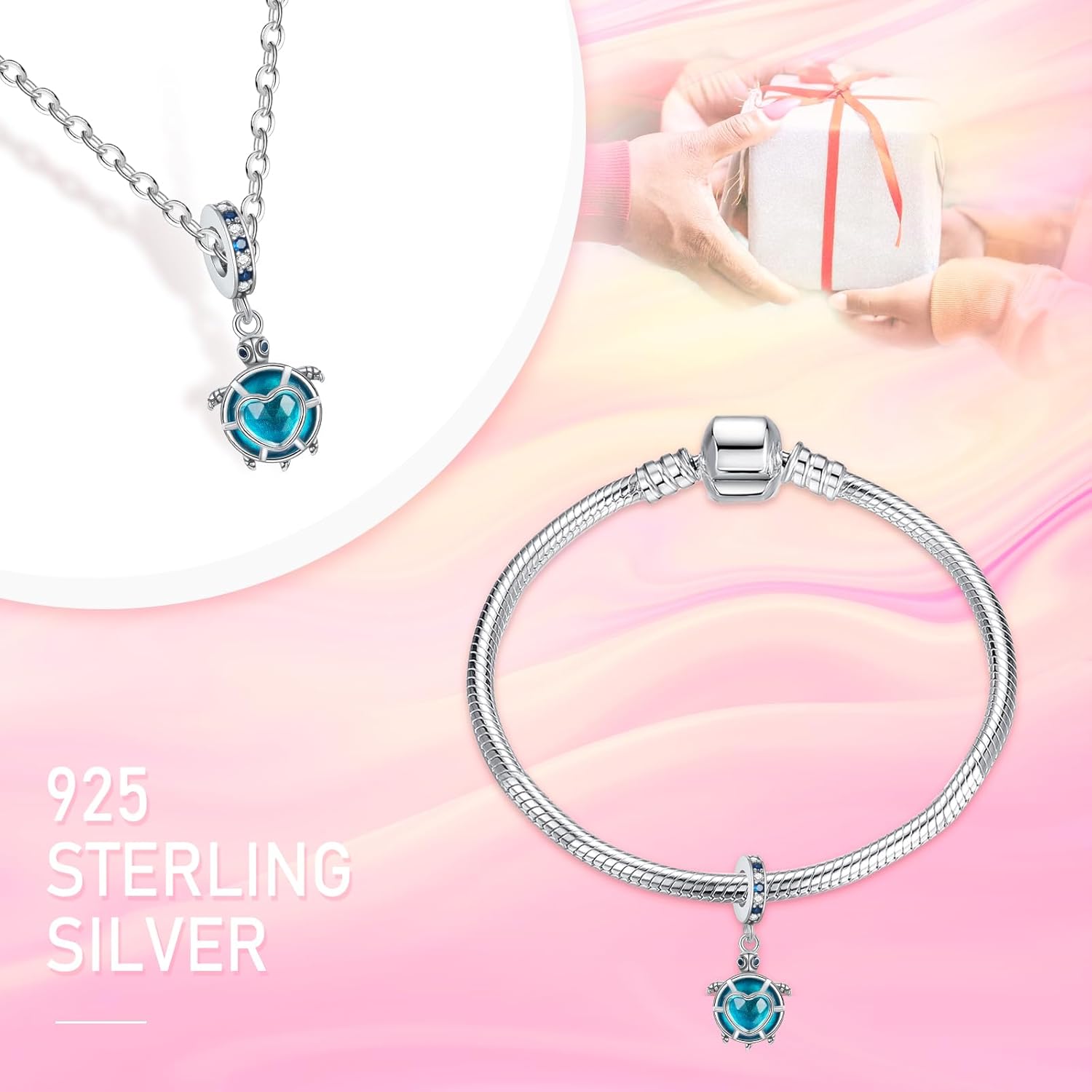 NINGAN 925 Pingente de charme de prata esterlina eu amo a minha família, pulseira colar e pérolas para presentes de aniversário familiares femininos