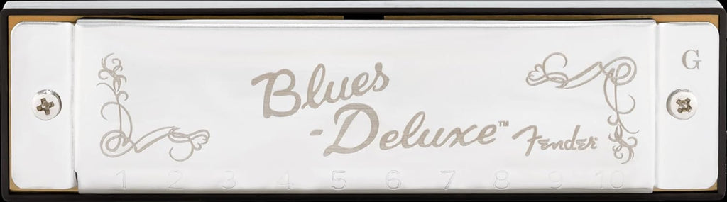 Fender Blues Deluxe Armónica, Clave de G, 10 Orificios, Cromada en Níquel, Incluye Estuche
