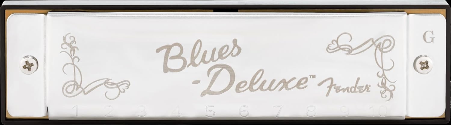 Fender Blues Deluxe Armónica, Clave de G, 10 Orificios, Cromada en Níquel, Incluye Estuche
