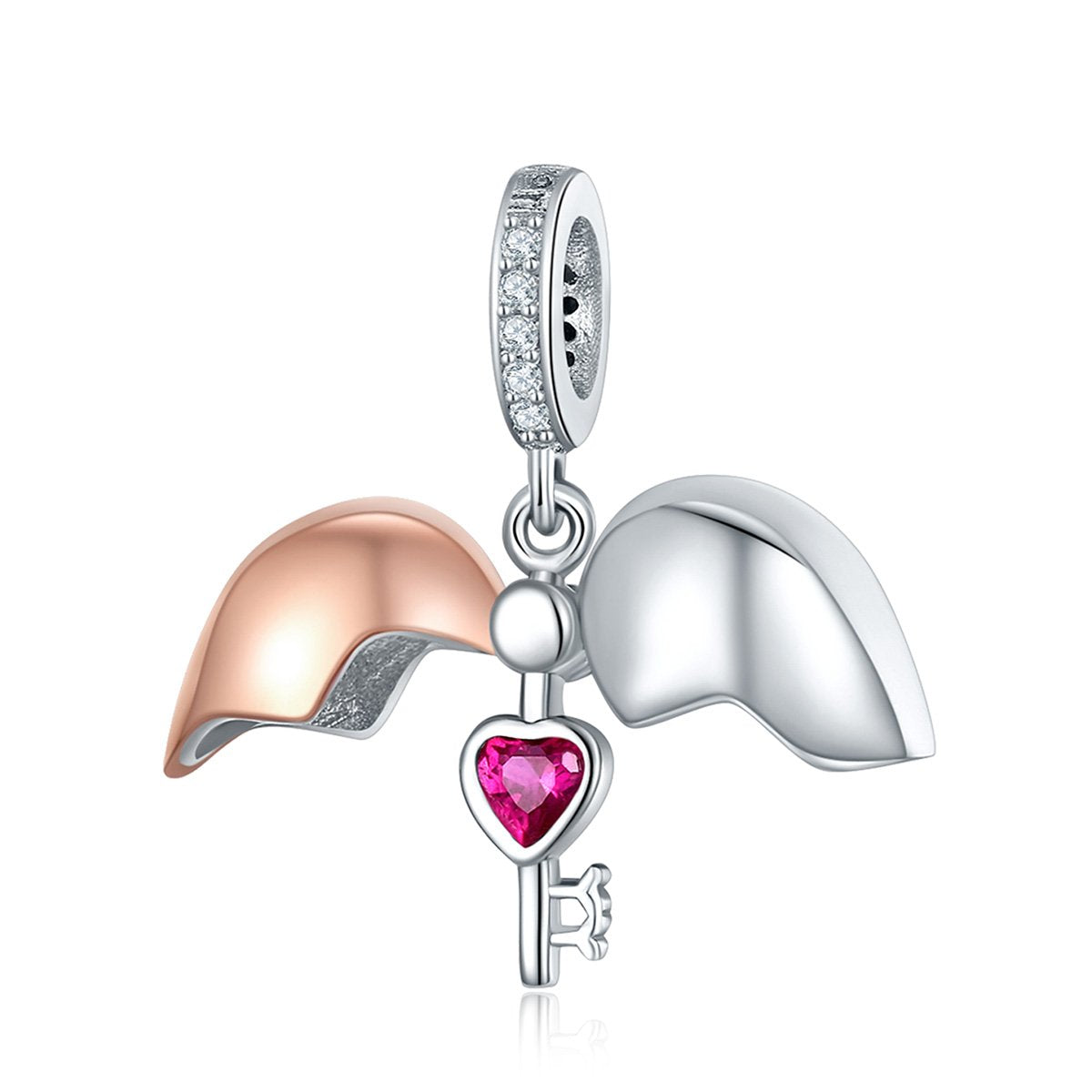 NINGAN Colgante Charms de plata esterlina 925 "I Love You colgante en forma de corazón de zircon brillante adecuado para pulseras de mujer collar regalo de San Valentín