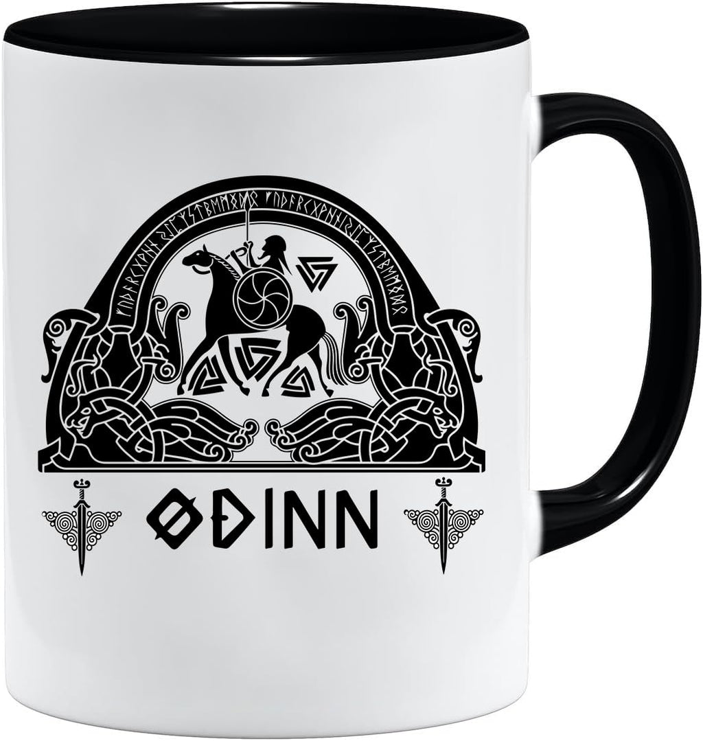 Jungle Mug Caneca Viking nórdica | Caneca de presente para homens idosos, pai, avô, caneca de café, design viking, design de caveira e martelo de Thors (VIKING022)