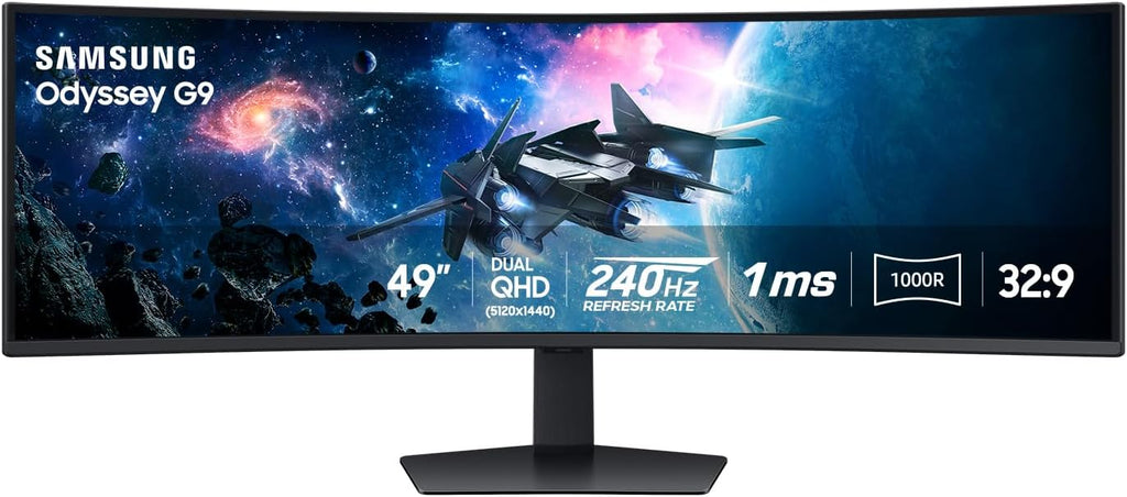 Samsung 49” Odyssey G9 Series DQHD 1000R Curved Gaming Monitor, 1ms(GtG), VESA DisplayHDR 1000, 240Hz, AMD FreeSync Premium Pro, Height Adjustable Stand, Ultrawide Screen, LS49CG954ENXZA, 2024