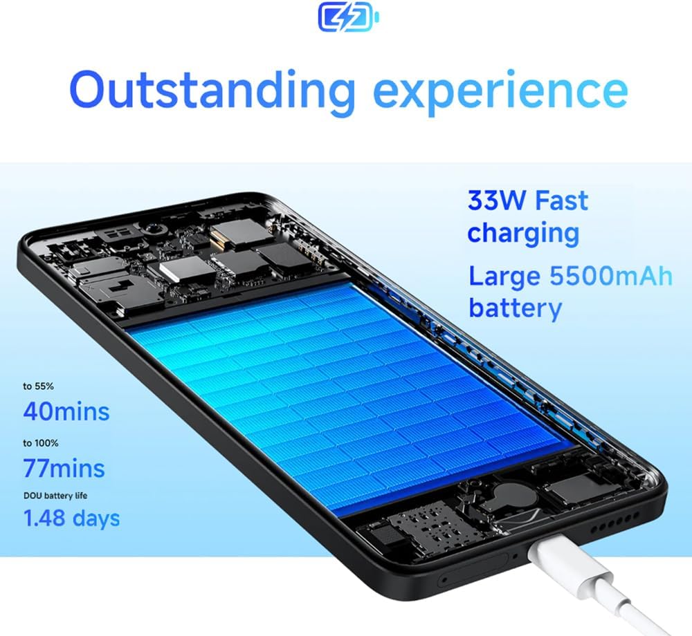 XIAOMI Red Rice Note 14 4G NFC 8GB + 256gb versión Global del teléfono Inteligente 6.67 Pulgadas amoled 120hz 108mp 5500mah Carga rápida Negra (sin Cargador)