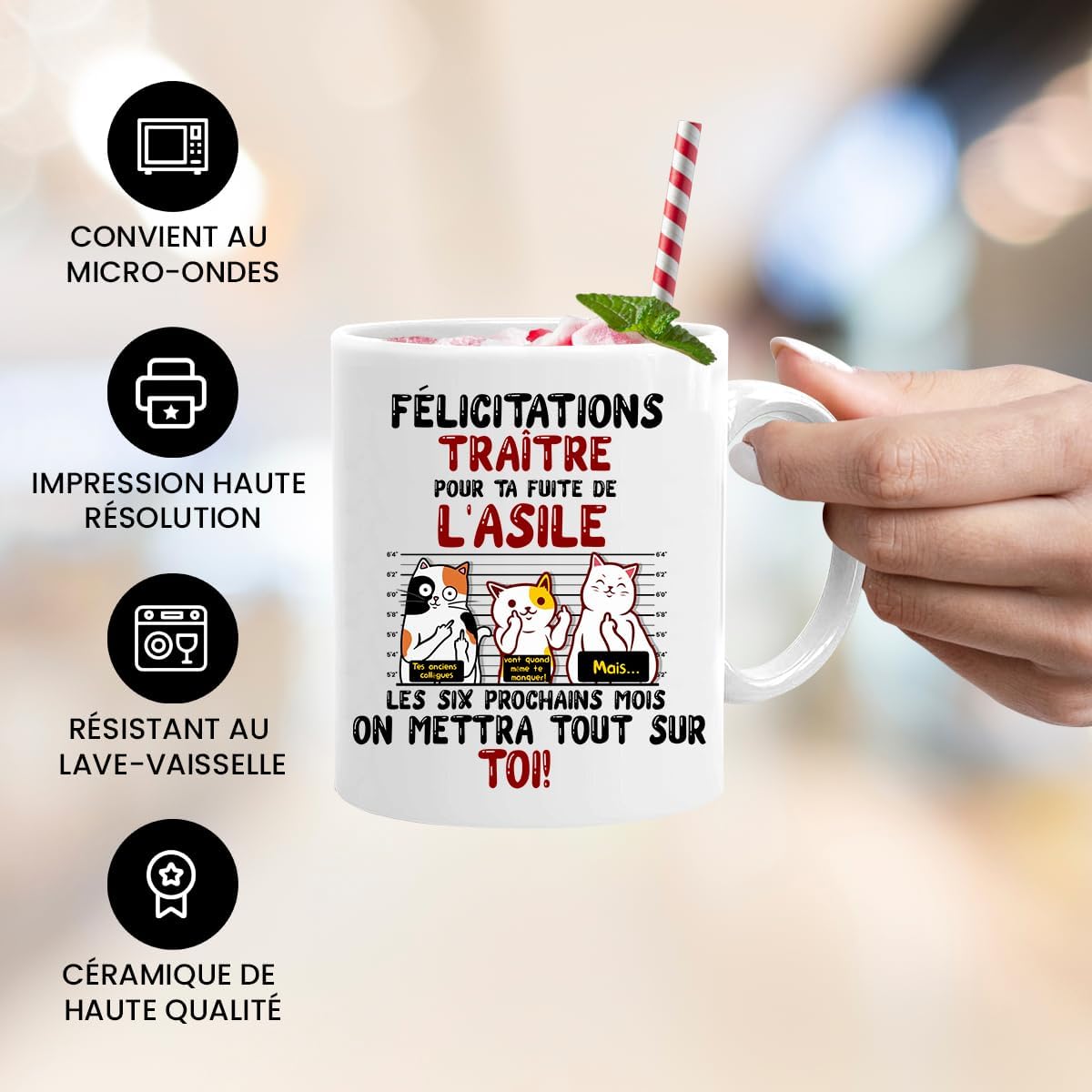 Jungle Mug Caneca da colega | Parabéns Traidor | Presente de saída para homem e mulher | Ideia de humor | Retiro (branco)