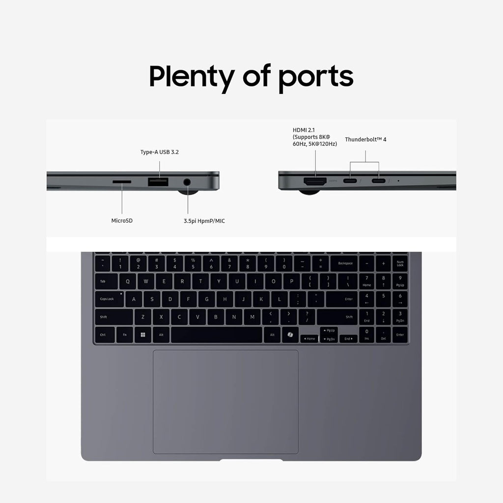 Samsung 16" Galaxy Book4 Pro Laptop PC Computer, Intel Core 7 Ultra Processor 1TB, 3K AMOLED (2880 x 1800) Touchscreen, Advanced Security, 2024 Model, NP960XGK-KG1US, Moonstone Gray