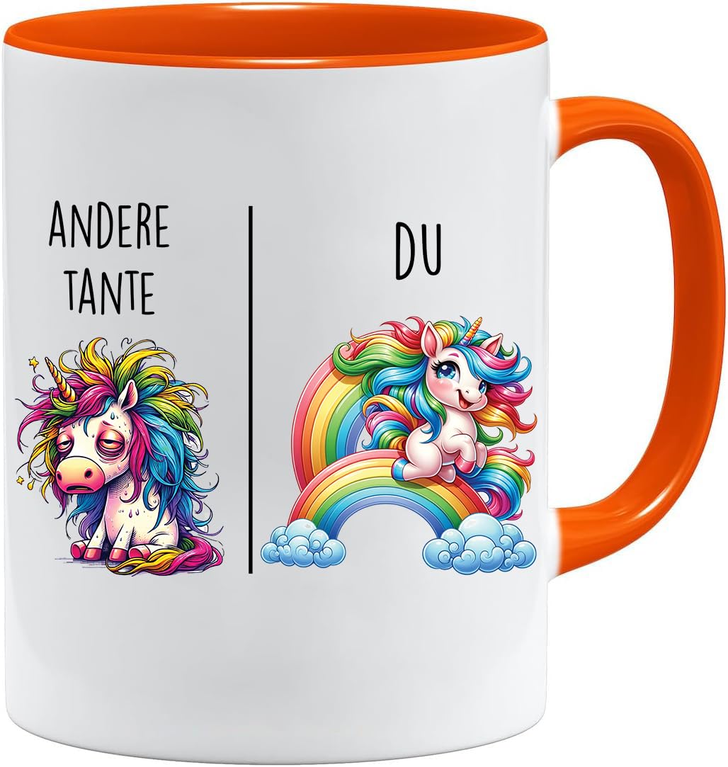 Jungle Mug Caneca com texto em alemão Andere Tía vs Du | Tia Geschenk für Frauen casamento Hochzeit | Geschenkidee Frau Geburtstag Weihnachten Patentante Familie Kaffee-Becher (Weiß-)