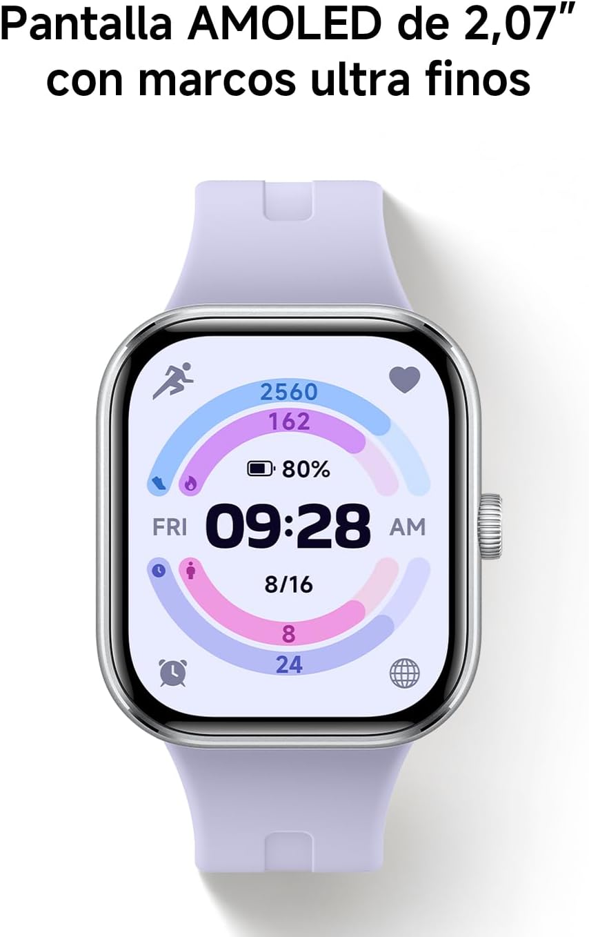 XIAOMI Redmi Watch 5, Reloj Inteligente: AMOLED 2.07", 24 días batería, Llamadas Bluetooth, 150+ Modos Deportivos, Monitor cardíaco, sueño, 5ATM, GPS, Android/iOS, Negro