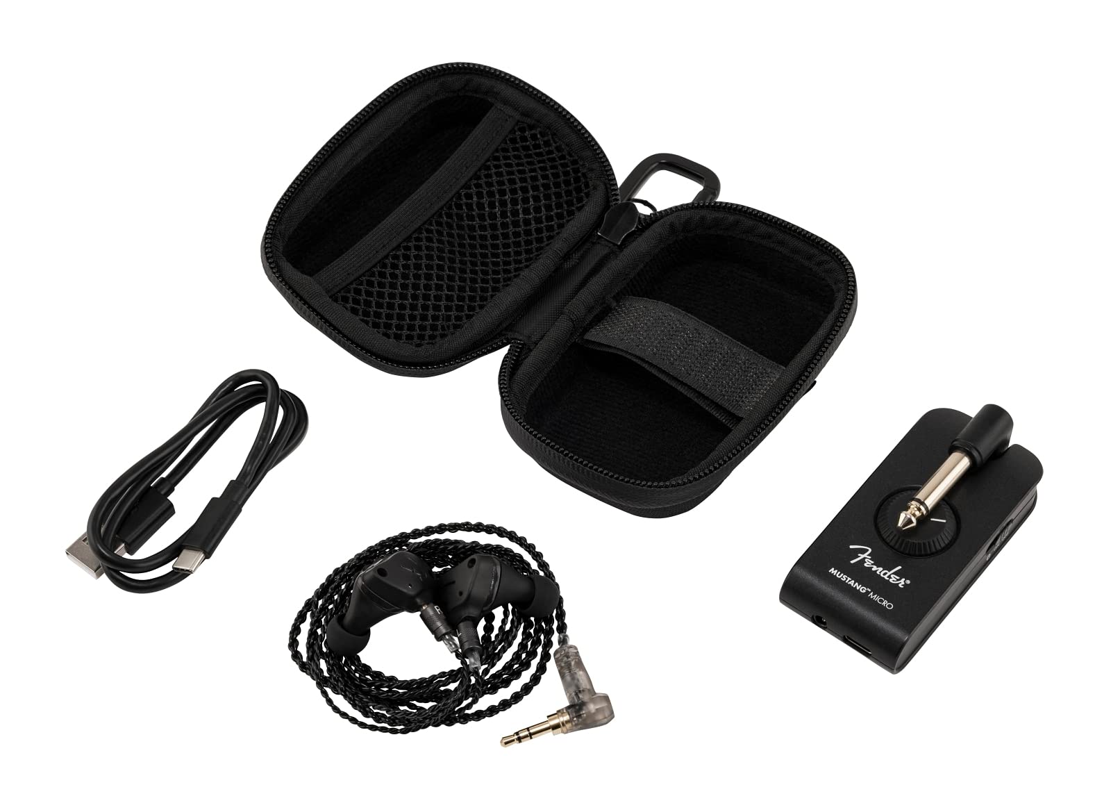 Fender Mustang Micro Plus amplificador de guitarra, amplificador de auriculares pessoal com 25 modelos de amplificador, 25 efeitos, Bluetooth e 100 presets, recarregável por USB