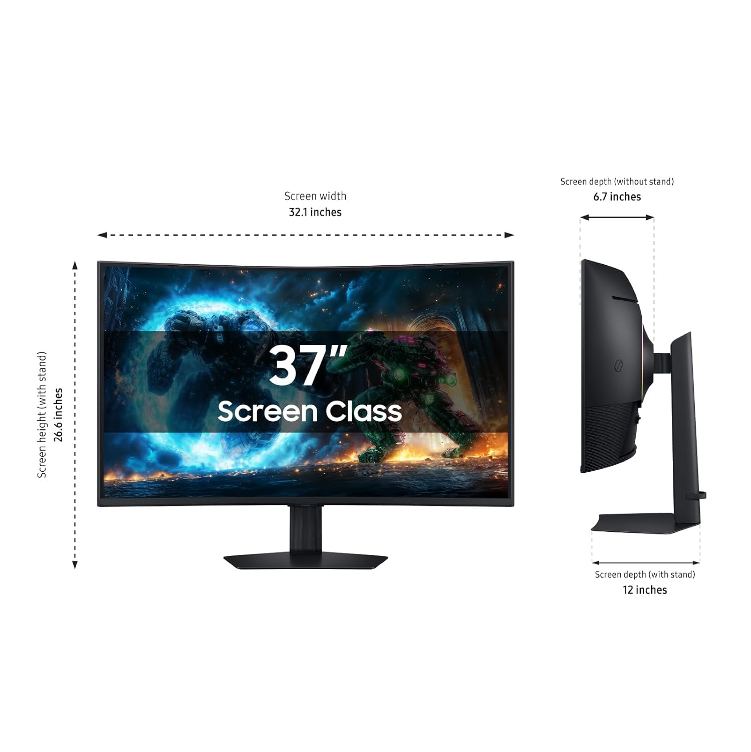 Samsung 37” Odyssey G7 (G75F) 4K UHD Resolution, 165Hz, Curved Gaming Monitor, 1ms Response Time (GtG), VESA DisplayHDR™ 600, AMD FreeSync™ Premium Pro, LS37FG75DENXZA, 2025