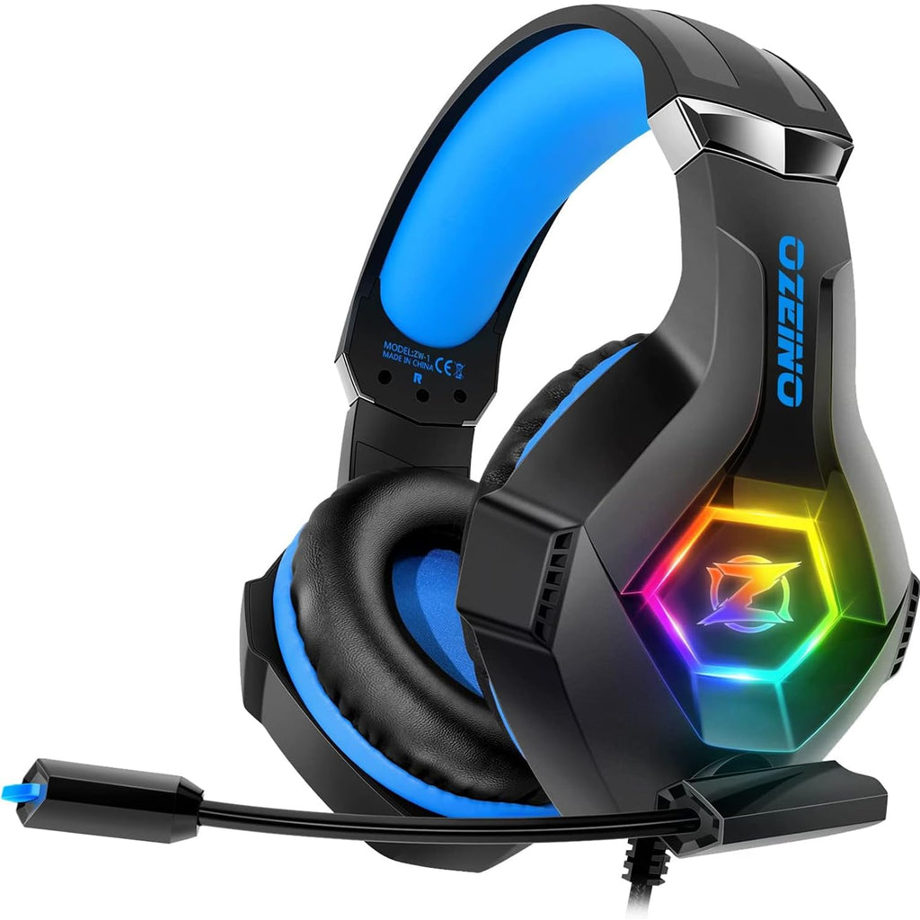 Gaming headset, gaming headset with rotating microphone, RGB light, premium stereo, lightweight comfortable earmuffs, for PS4 PS5 Xbox PC Switch Tablet Laptop 