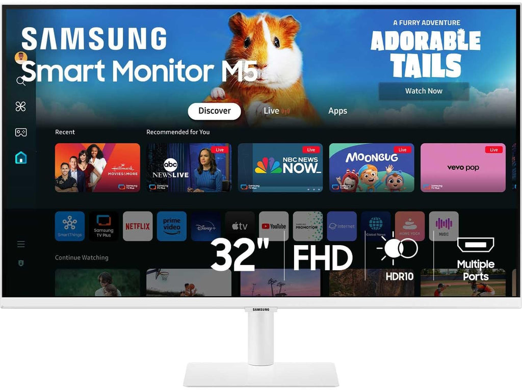 SAMSUNG 27-Inch M5 (M50D) Series FHD Smart Monitor with Streaming TV, Speakers, HDR10, Gaming Hub, Multiple Ports, Workout Tracker, Vision Accessibility Tools, LS27DM501ENXZA, 2024