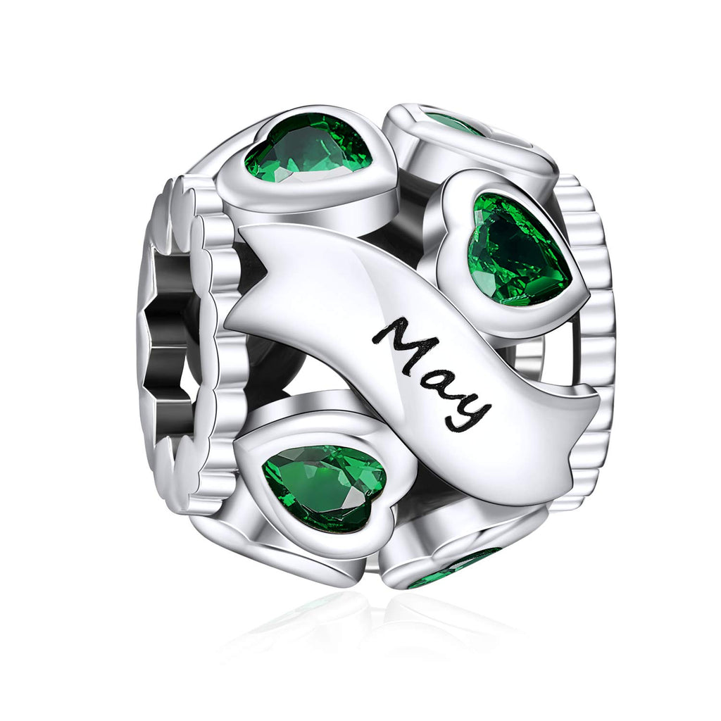 NINGAN Missangas de prata de lei 925 com pedra natal para pulseiras e colares com zircónia cúbica 5A, aniversário, dia da mãe, presentes de joalharia para mulheres e meninas