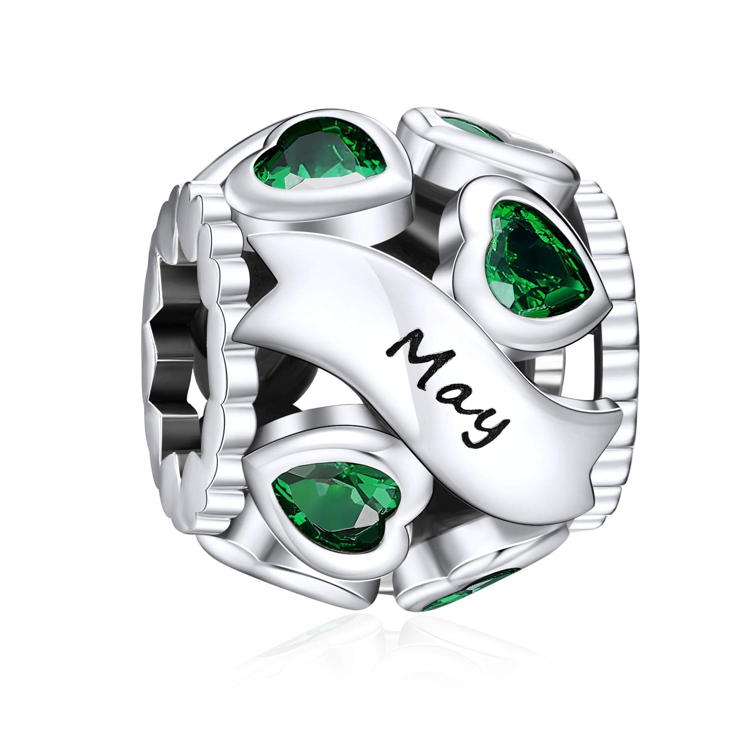 NINGAN Missangas de prata de lei 925 com pedra natal para pulseiras e colares com zircónia cúbica 5A, aniversário, dia da mãe, presentes de joalharia para mulheres e meninas