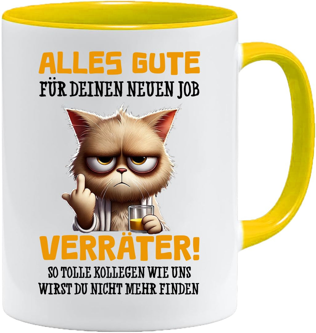 Caneca da colega | Caneca com texto em alemão Alles Gute Für Neuen Job Tasse | Lustige Tassen | Abschiesgeschenk Kollegen | Geschenk zum Abschied - Jobwechsel Abschieesgeschenk für Kollegen (Schwarz)