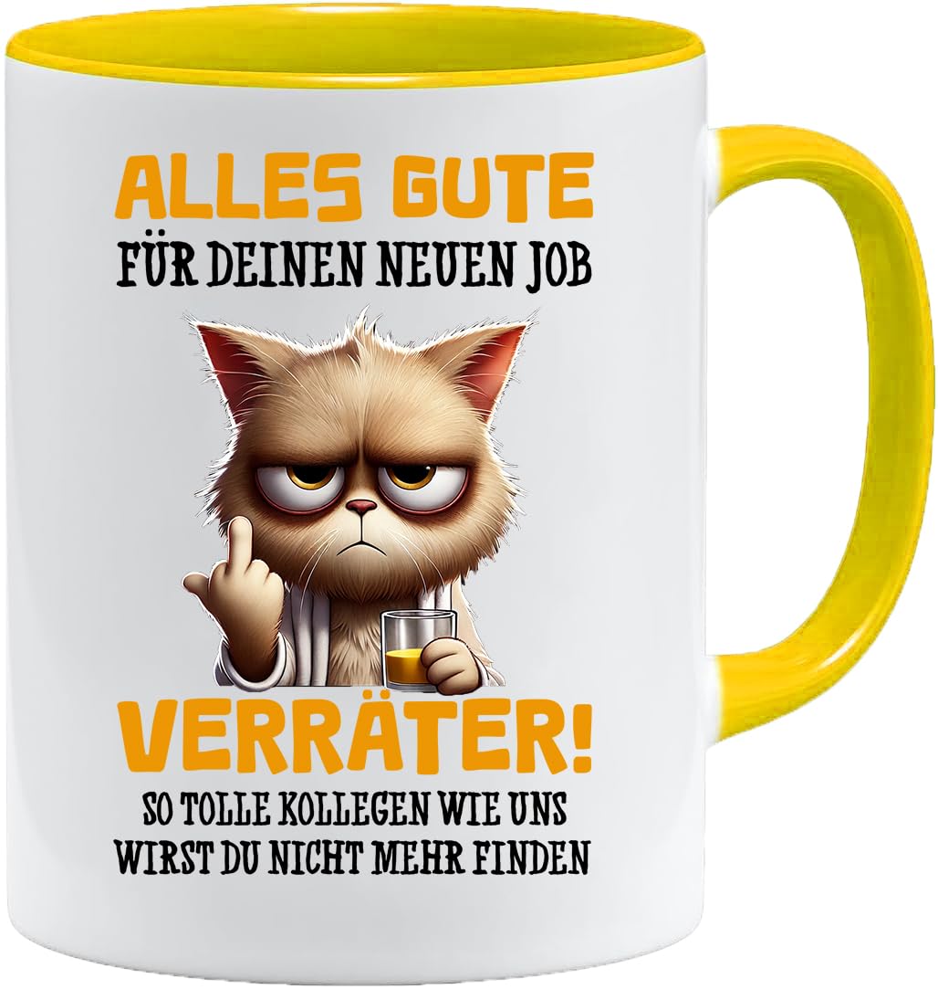Caneca da colega | Caneca com texto em alemão Alles Gute Für Neuen Job Tasse | Lustige Tassen | Abschiesgeschenk Kollegen | Geschenk zum Abschied - Jobwechsel Abschieesgeschenk für Kollegen (Schwarz)