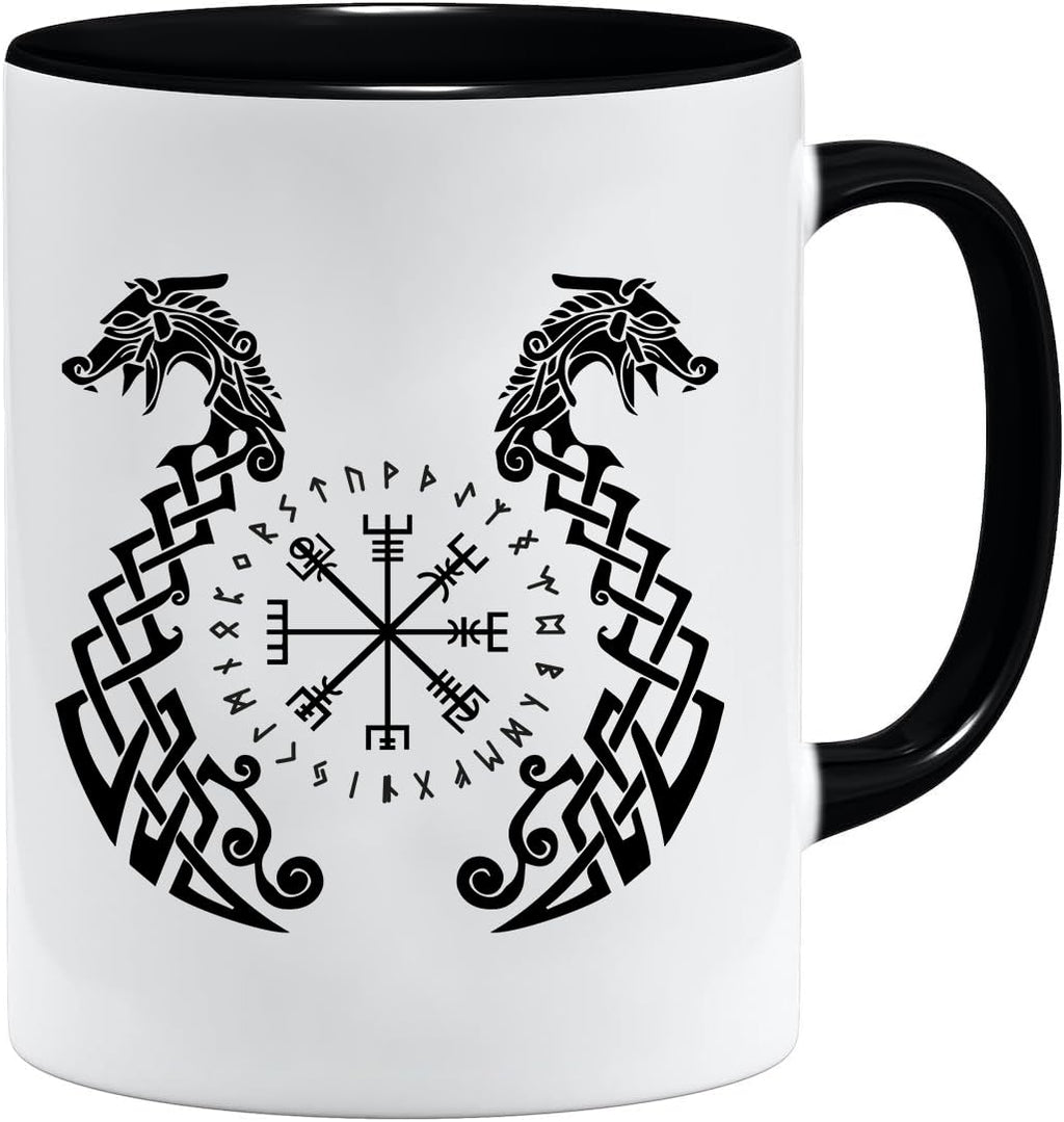 Jungle Mug Caneca Viking nórdica | Caneca de presente para homens idosos, pai, avô, caneca de café, design viking, design de caveira e martelo de Thors (VIKING022)